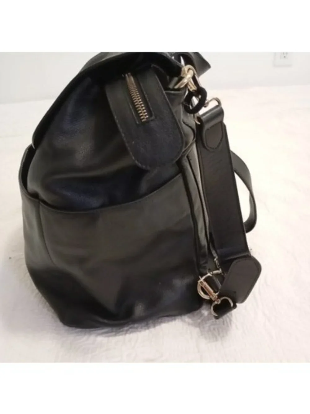 Mina Baie Kinney Vegan Leather Diaper Bag Black Backpack